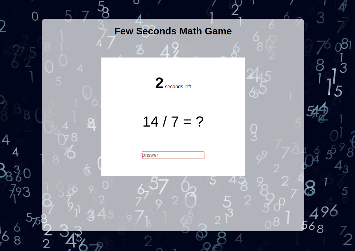 preview of Few Seconds Math Game